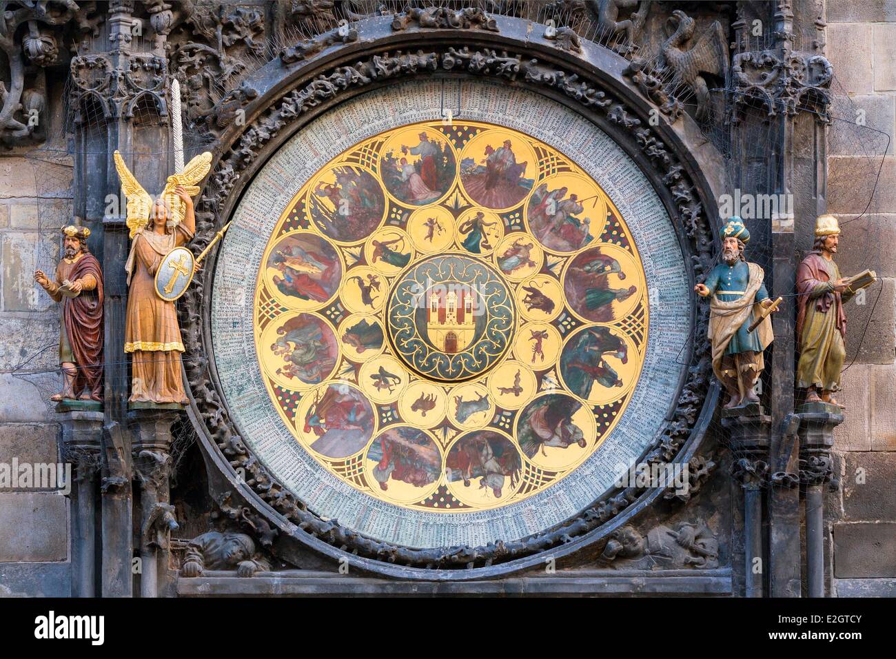 Tschechische Republik-Prag-Altstadt Weltkulturerbe von UNESCO-astronomische Uhr Stockfoto