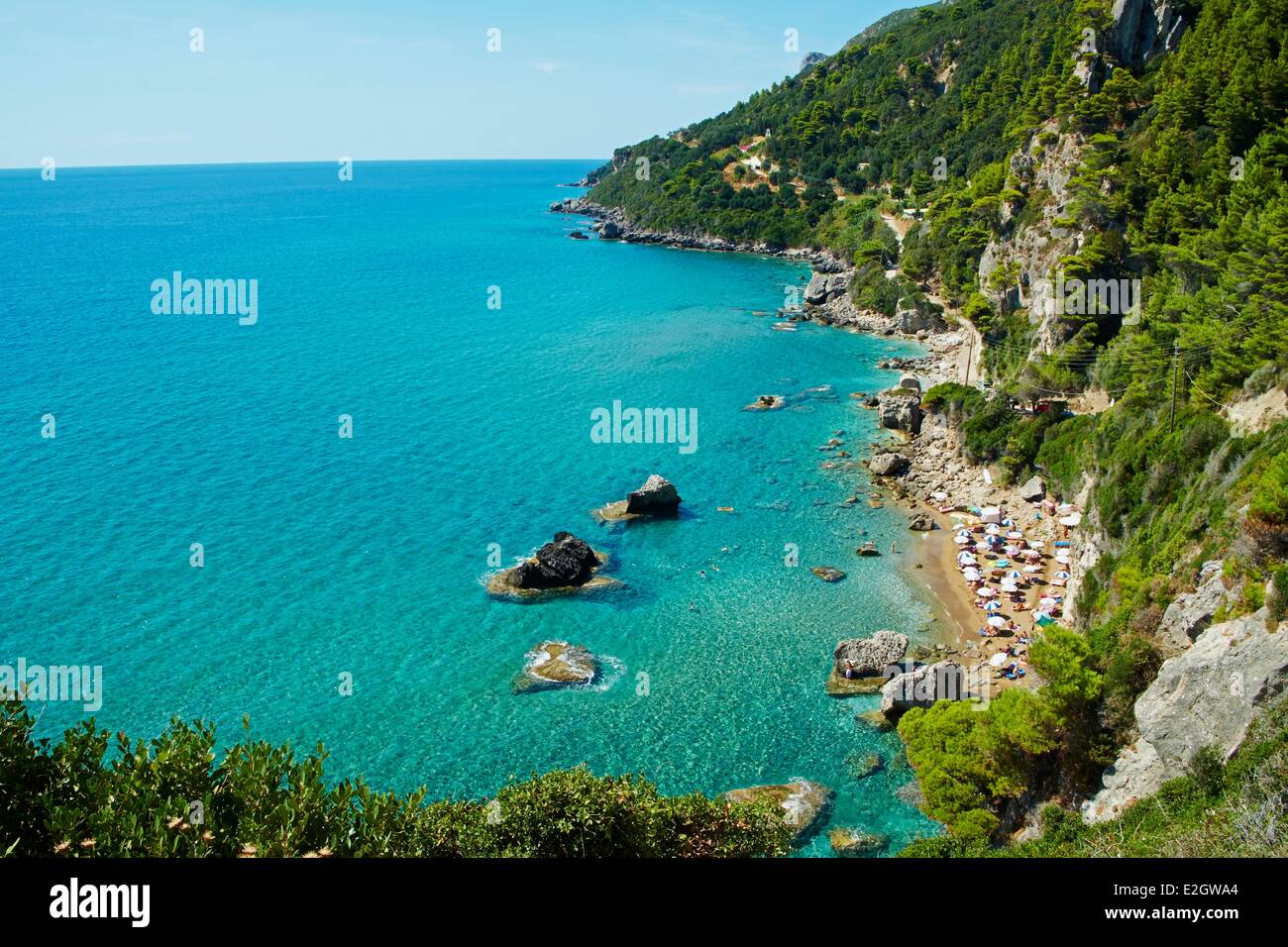 Griechenland-ionische Insel Corfu Insel Myrten Strand Stockfoto