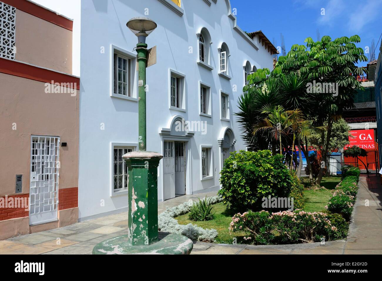 Peru Lima farbige Häuser von Miraflores District Stockfoto