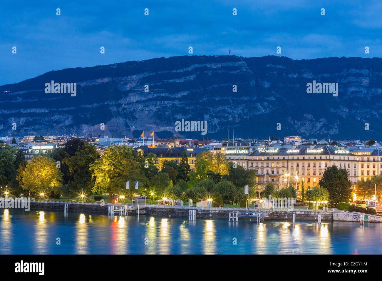 Schweiz Genf Eaux Vives Bezirk gesehen Quai du Montblanc Stockfoto