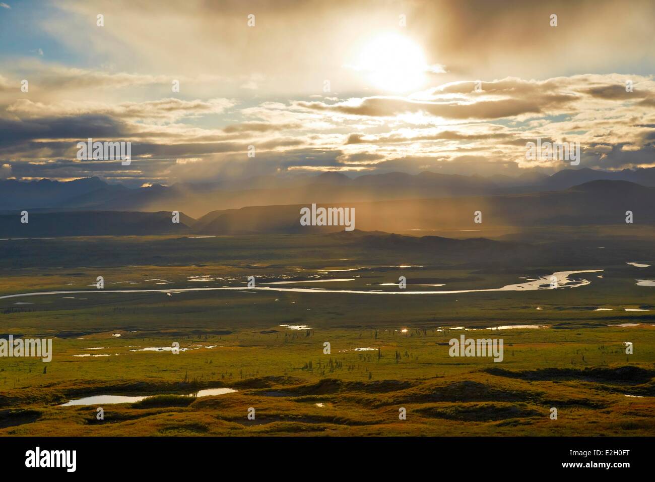 Vereinigte Staaten Alaska Sonnenaufgang am Denali highway Stockfoto