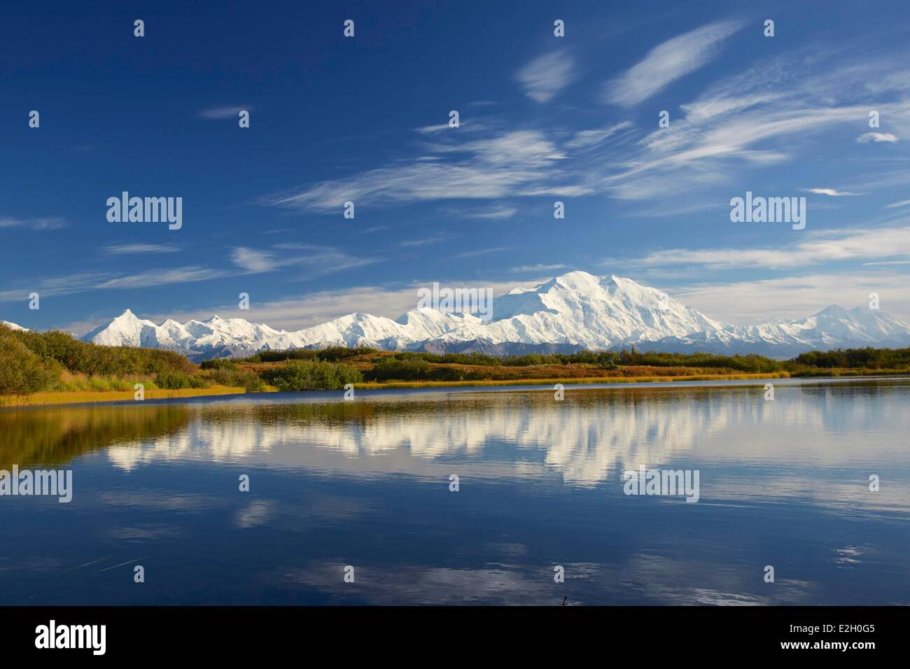 Vereinigte Staaten Alaska Denali Nationalpark Mount McKinley Mount McKinley Denali (6168m) Wonder lake Stockfoto