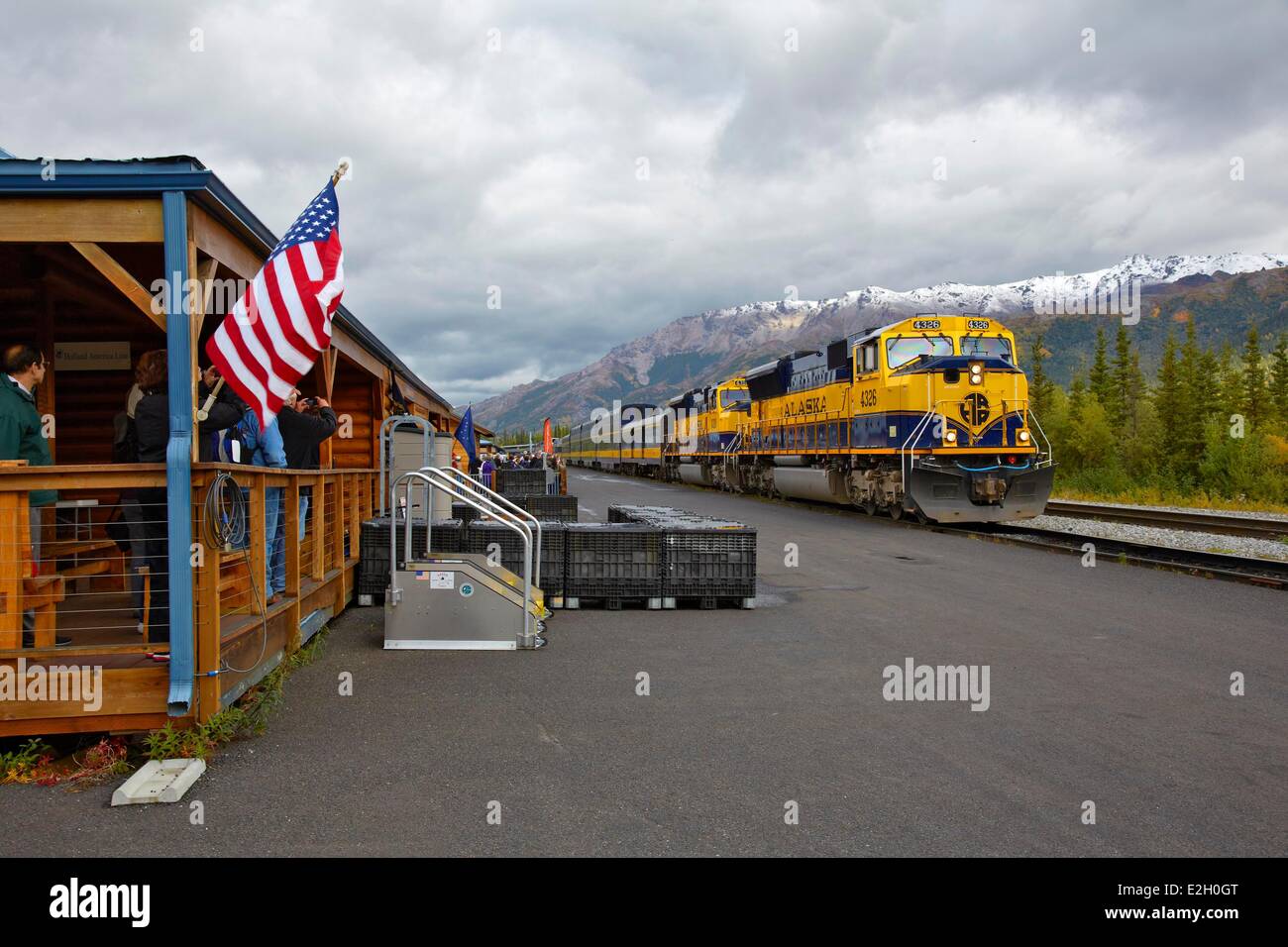 Vereinigte Staaten Alaska Denali Nationalpark-Anchorage Fairbanks Train Stockfoto