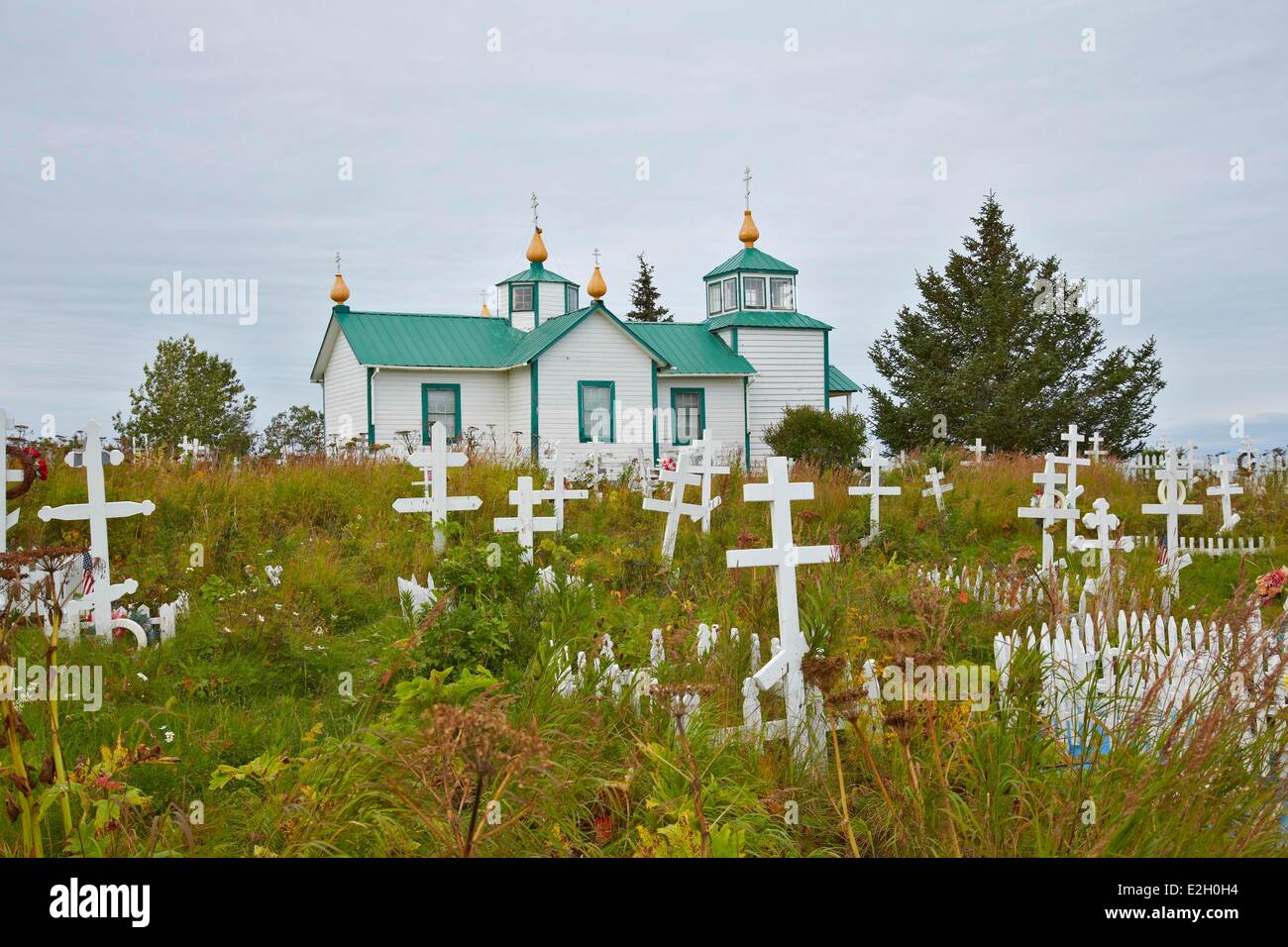 Vereinigte Staaten Alaska Verklärung unseres Herrn russisch orthodoxen Kirche Ninilchik Dorfes Stockfoto