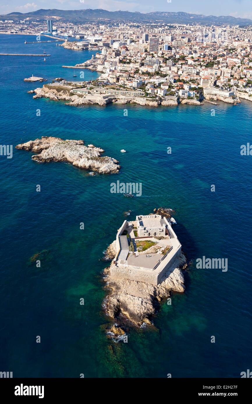 Bouches du Rhone in Frankreich Marseille europäische Hauptstadt der Kultur 2013 7 th Arrondissement Endoume Malmousque Pointe d'Endoume Insel Gaby (Luftbild) Stockfoto