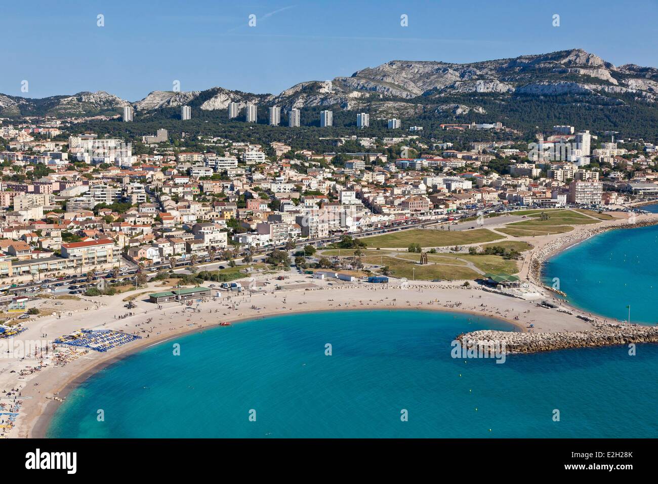 Bouches du Rhone in Frankreich Marseille europäische Hauptstadt der Kultur 2013 8. Bezirk Strände Borely (Luftbild) Stockfoto