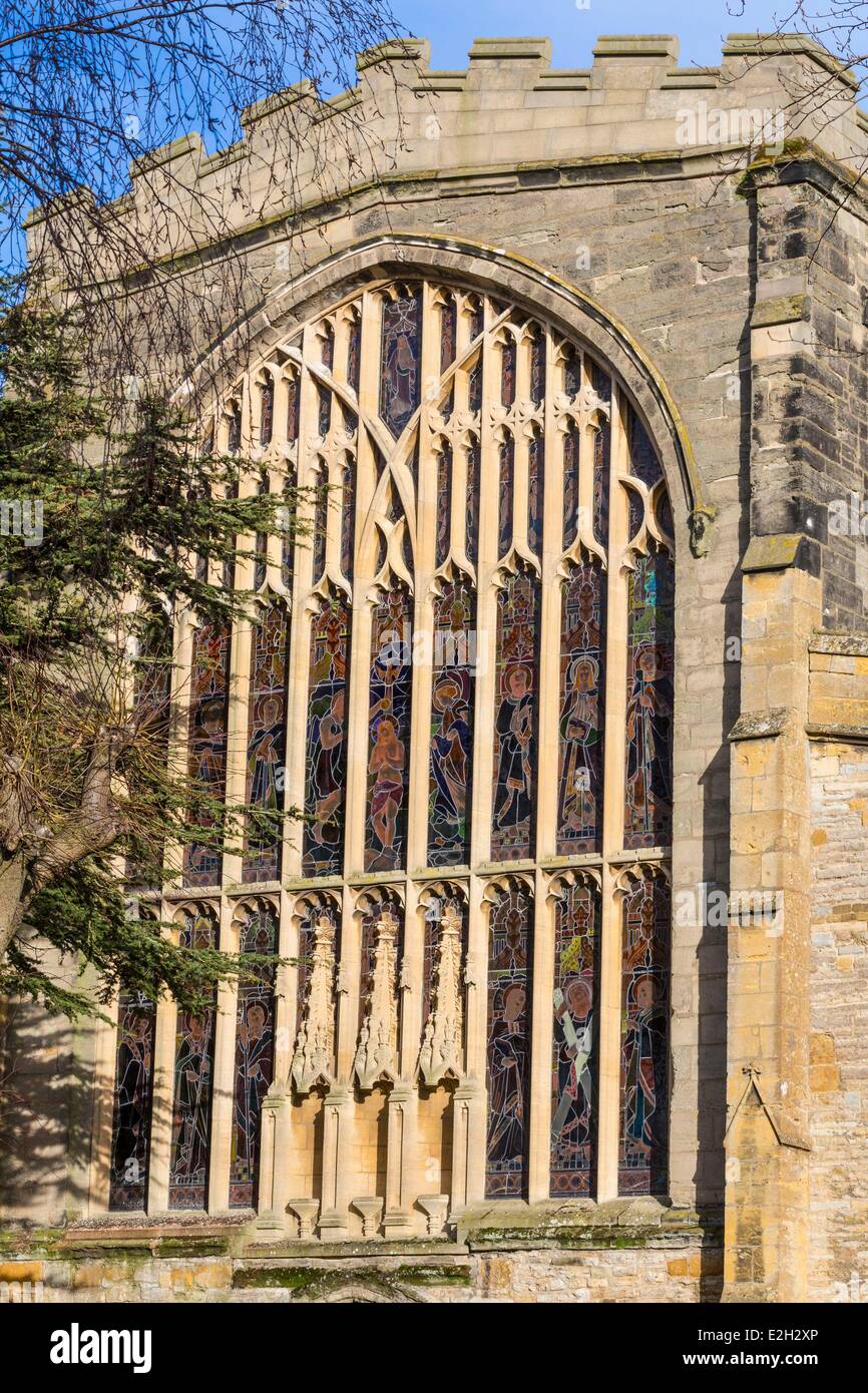 Vereinigtes Königreich Warwickshire Stratford-upon-13. Jahrhundert gotische Kirche der Heiligen Dreifaltigkeit bekannt als Ort der Taufe (26. April 1564) und Begräbnis (25. April 1616) von William Shakespeare Stockfoto