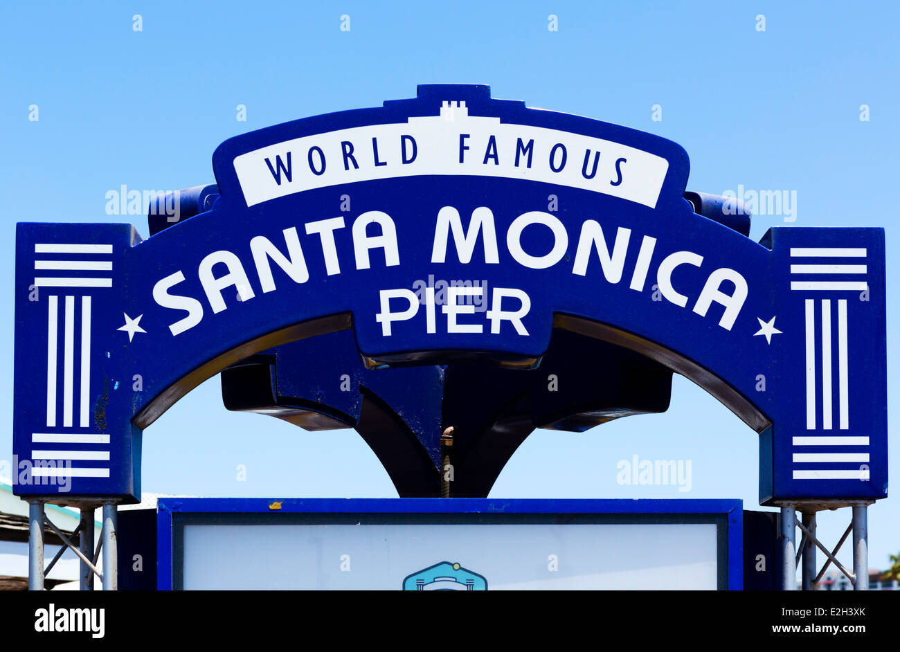 Melden Sie sich am Santa Monica Pier, Santa Monica, Los Angeles, Kalifornien, USA Stockfoto