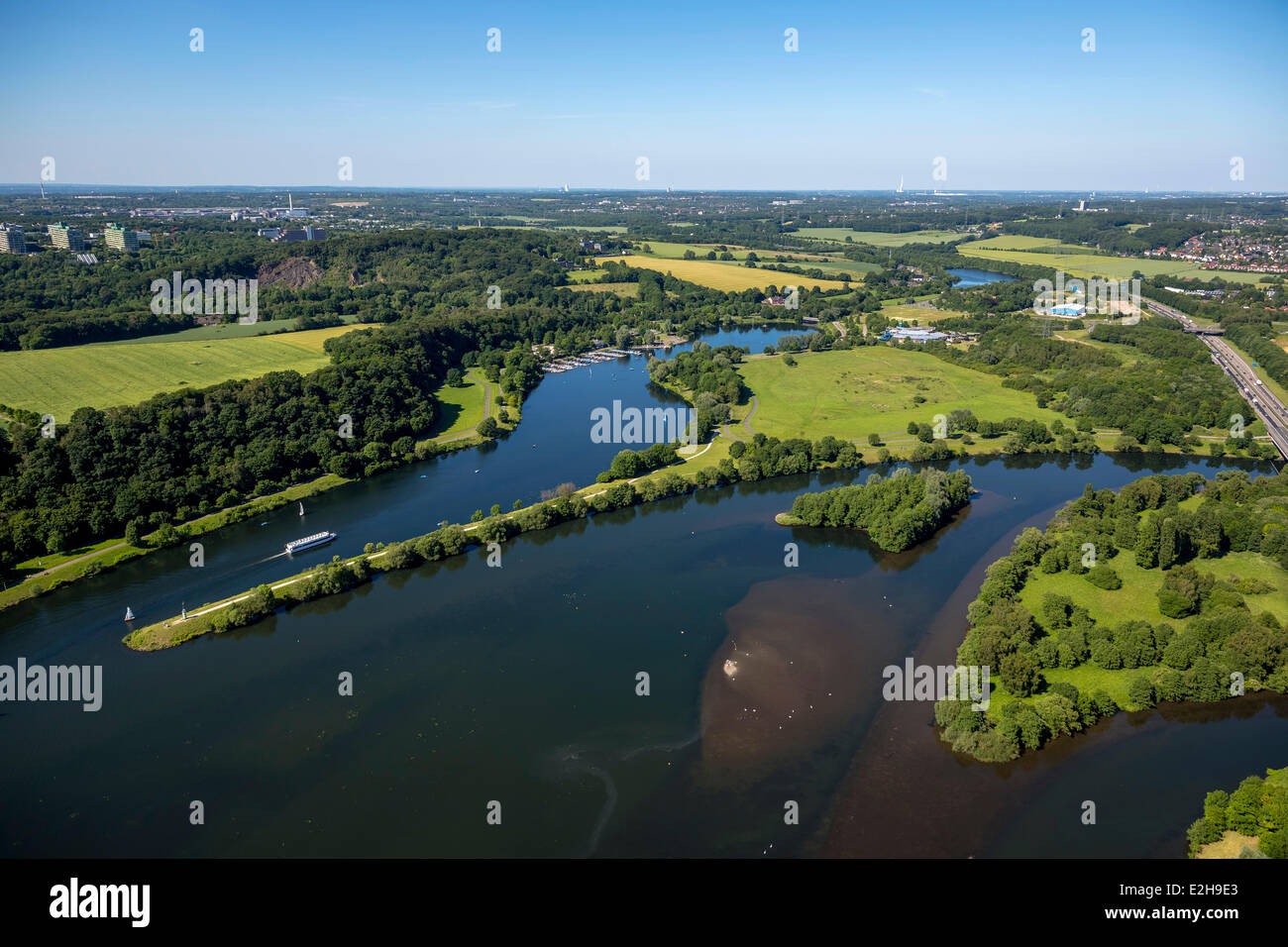 Kemnader Staudsee, Reservoir, Luftaufnahme, Witten, Ruhrgebiet, Nordrhein-Westfalen, Deutschland Stockfoto