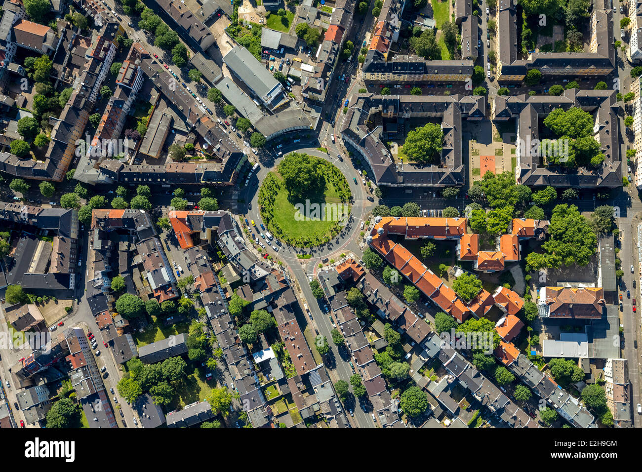 Borsigplatz Quadrat, Luftaufnahme, Dortmund, Ruhrgebiet, Nordrhein-Westfalen, Deutschland Stockfoto