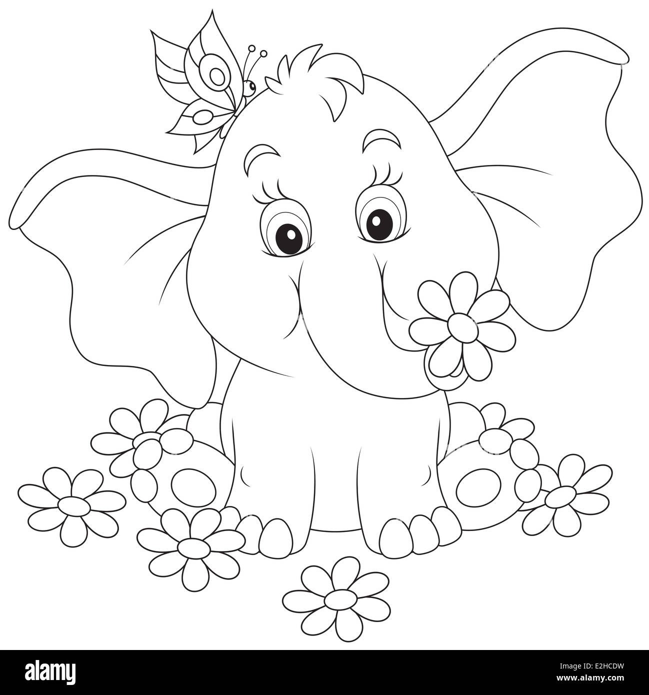 Kleiner Elefant mit Blumen Stockfoto