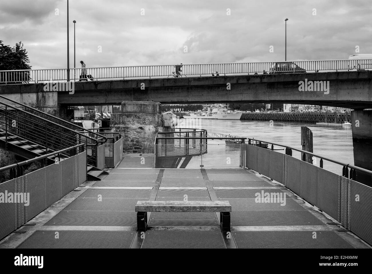 Pont Anne de Bretagne über Quai Fernand Crouan, Nantes, Loire-Atlantique, Frankreich Stockfoto