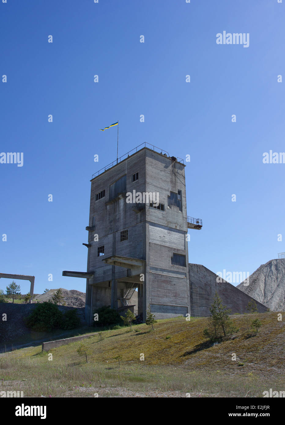 Gebäude in der ehemaligen Kalksteinbruch auf Furillen Halbinsel auf der Insel Gotland, Schweden Stockfoto