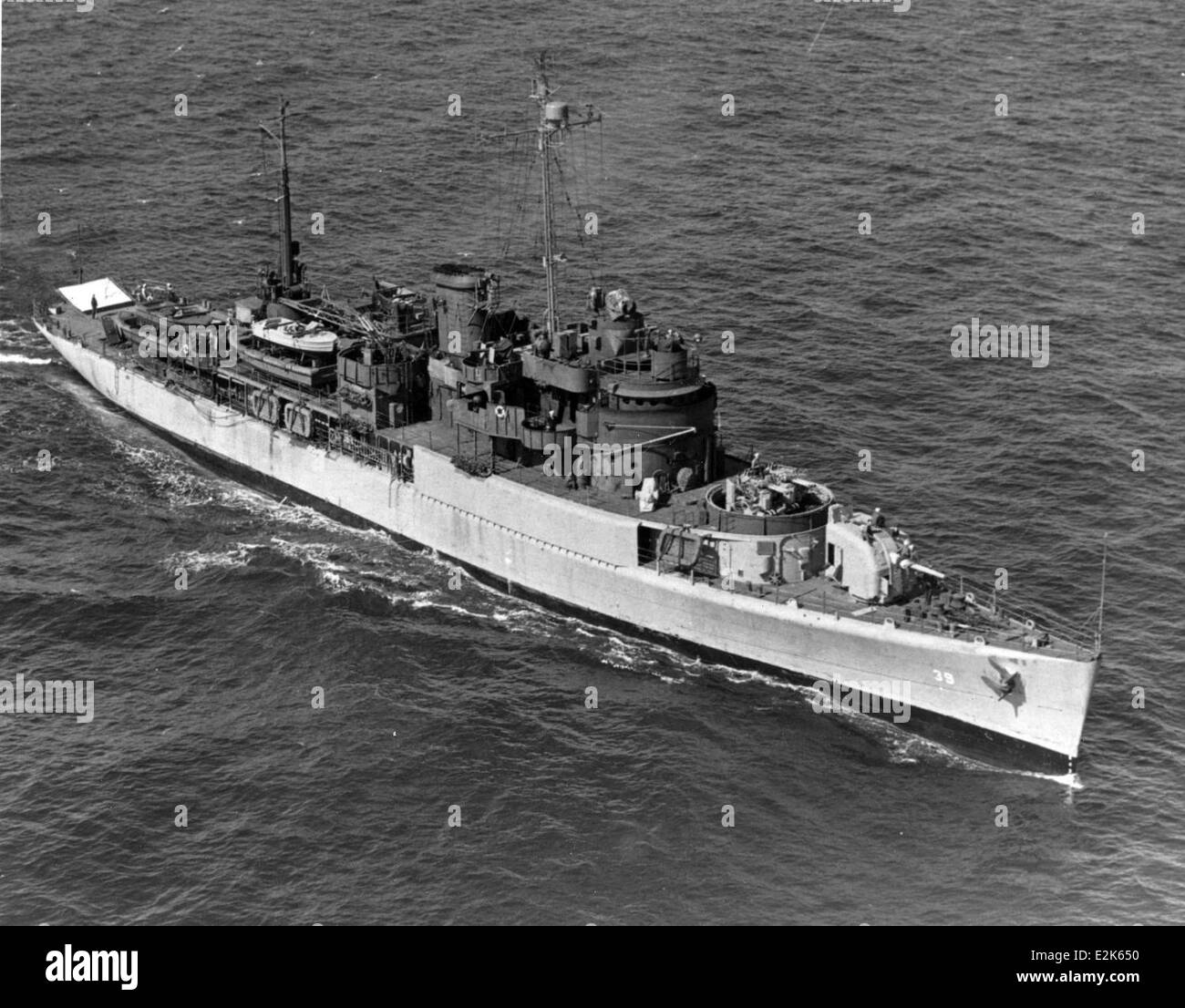 AVP-39, USS Gardiners Bucht Stockfoto