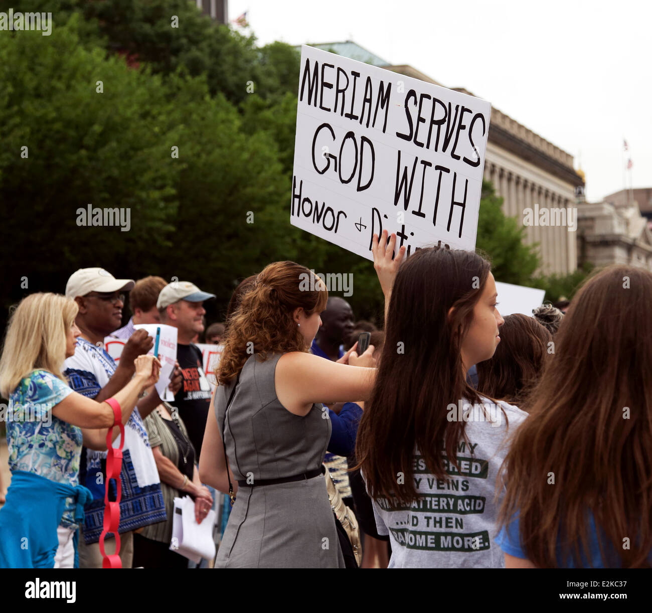 DEMO wollen US-Staatsbürgerschaft für Meriam Ibrahim IN WASHINGTON DC Stockfoto