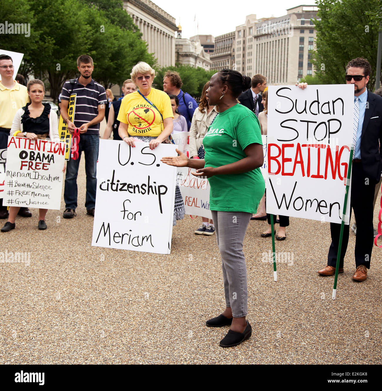 DEMO wollen US-Staatsbürgerschaft für Meriam Ibrahim IN WASHINGTON DC Stockfoto