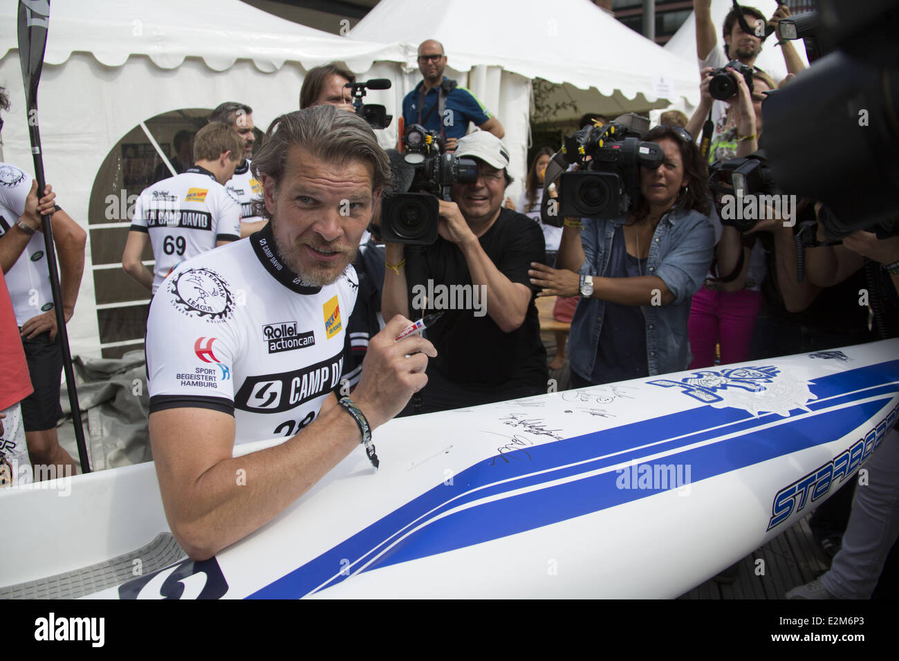 Goetz Otto bei Camp David WM in Hafencity Hamburg.  Wo: Hamburg, Deutschland bei: 16. August 2013 Stockfoto