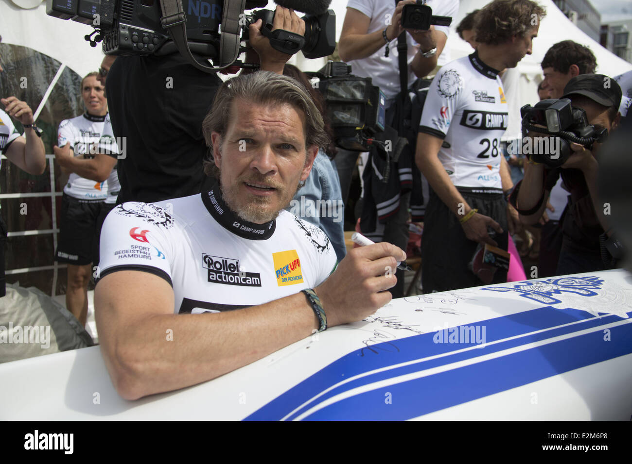 Goetz Otto bei Camp David WM in Hafencity Hamburg.  Wo: Hamburg, Deutschland bei: 16. August 2013 Stockfoto