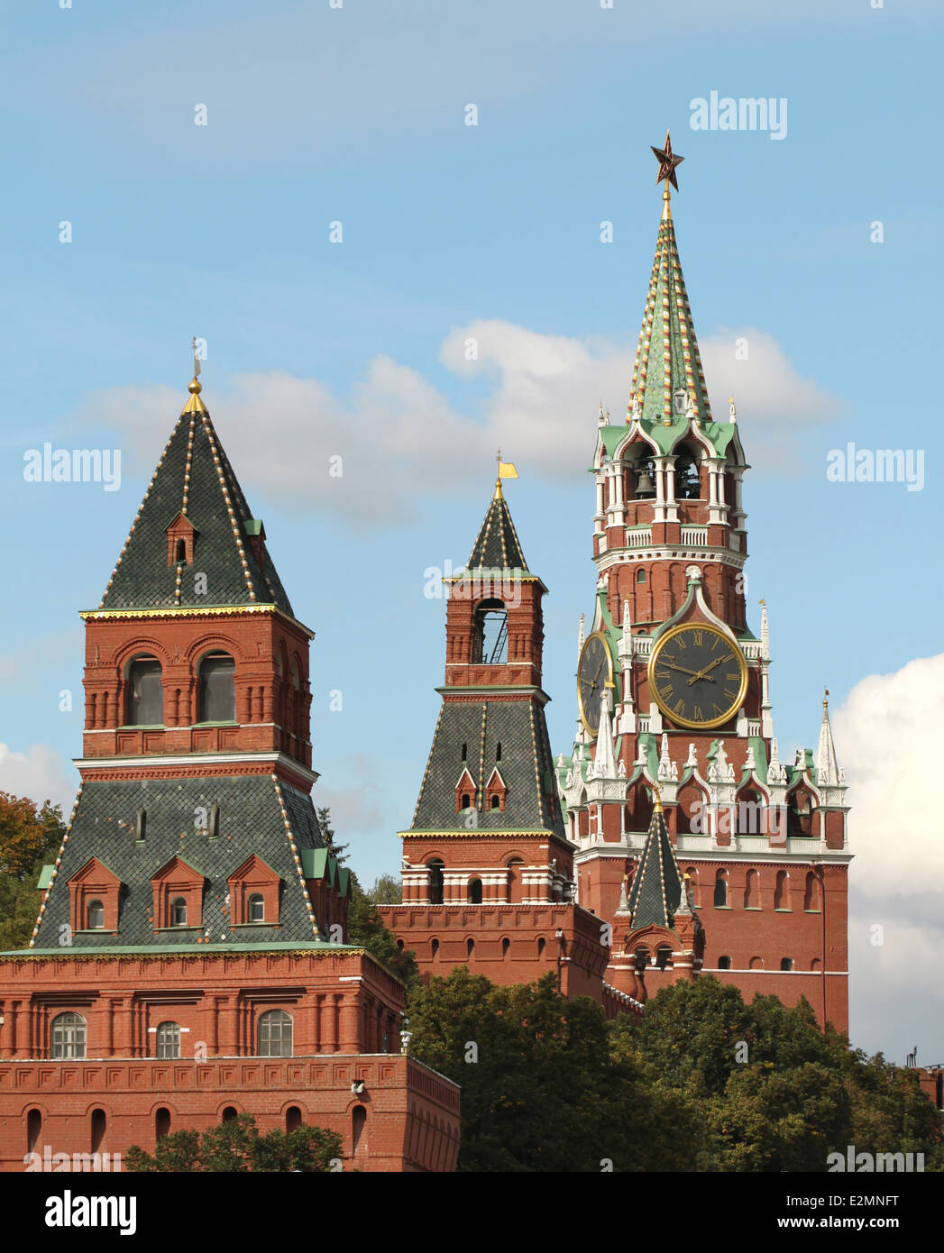 Schöne Aussicht aus dem Moskauer Kreml Kremlin Uhrturm Stockfoto