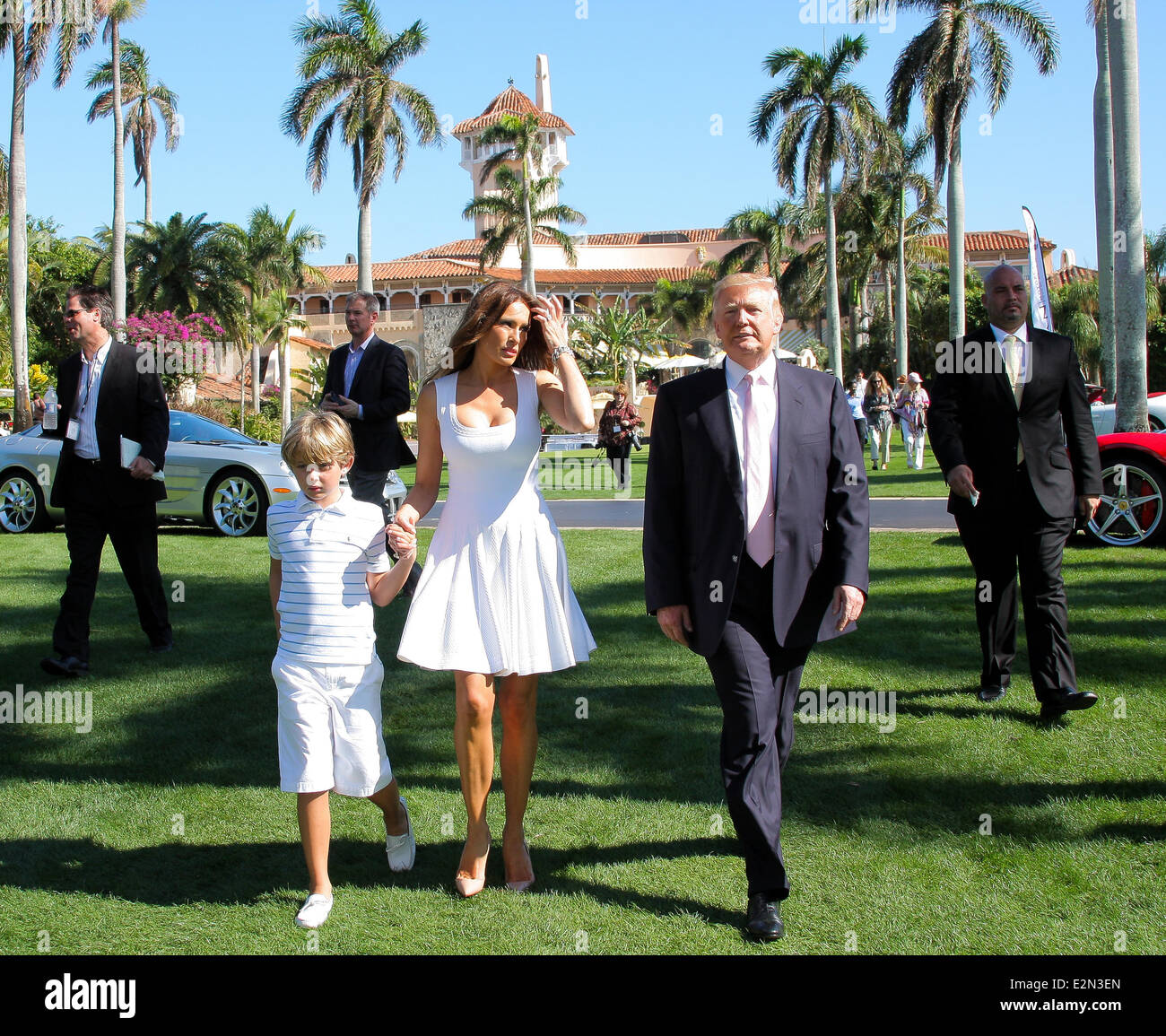 Invitational Grand Prix in Mar-a-Lago Club mit Trumpf: Melania Trump, Donald Trump, Barron Trumpf wo: Palm Beach, Florida, Vereinigte Staaten, wann: 6. Januar 2013 Stockfoto