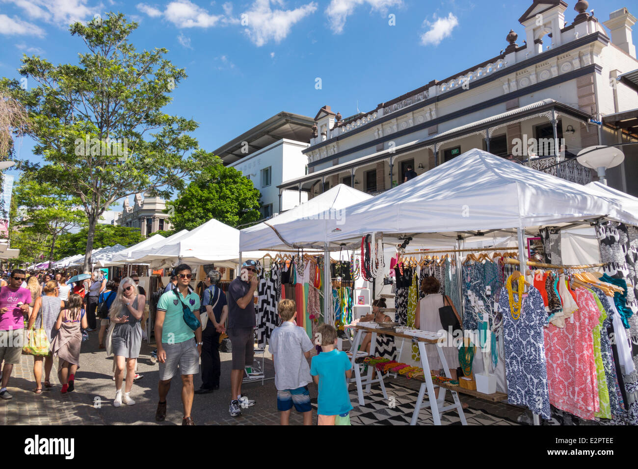 Brisbane Australien, Southbank Parklands, Stanley Street Plaza, Saturday Market, Shopping Shopper Shopper shoppen shoppen shoppen Shops Märkte Marktplatz kaufen verkaufen, re Stockfoto