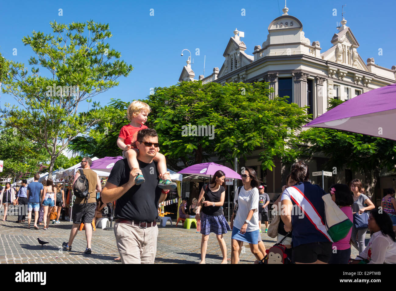 Brisbane Australien, Southbank Parklands, Stanley Street Plaza, Saturday Market, Shopping Shopper Shopper shoppen shoppen shoppen Shops Märkte Marktplatz kaufen verkaufen, re Stockfoto