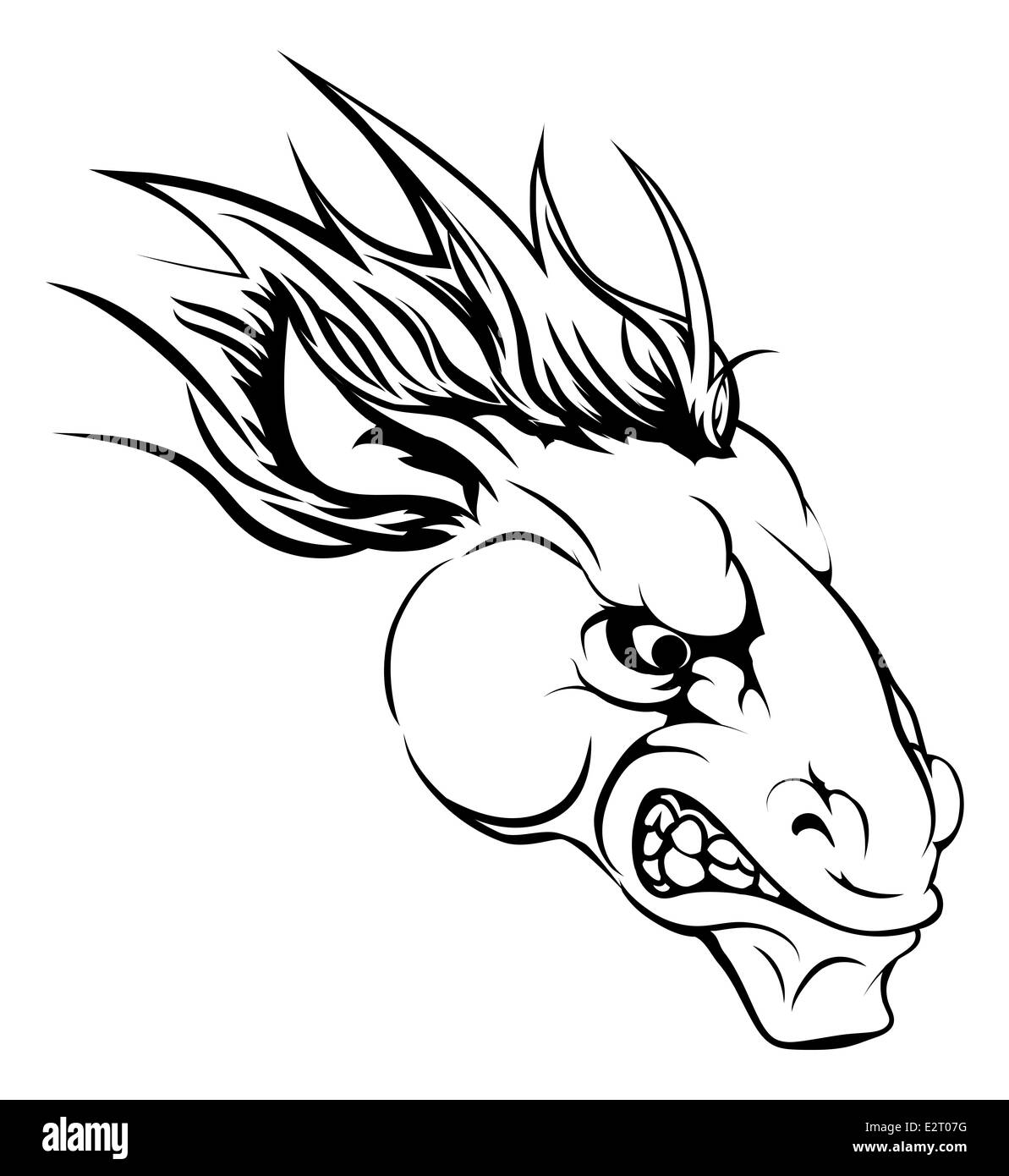 Eine schwarz / weiß Darstellung eine heftige Pferd Tier Charakter oder Sport-Maskottchen Stockfoto