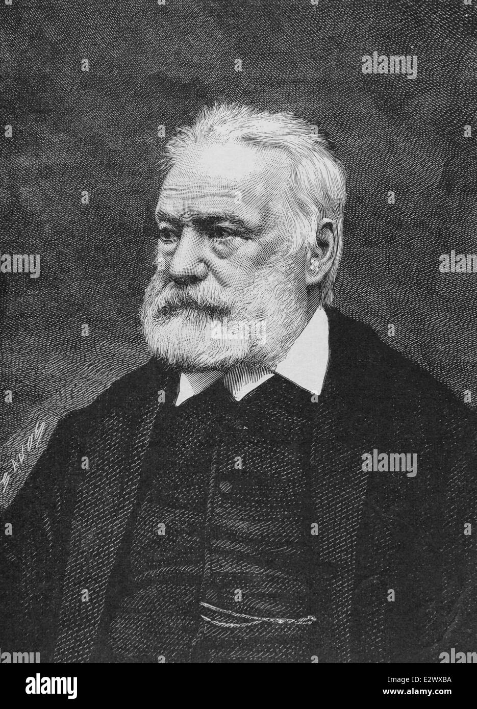 Victor Hugo (1802-1885). Französischer Schriftsteller, Exponent der romantischen Bewegung in Frankreich. Gravur. Stockfoto