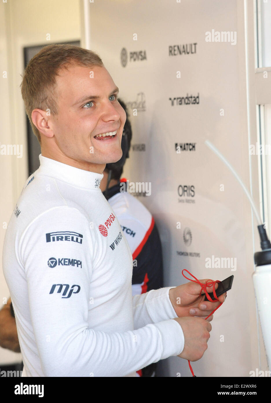 Erstes Zeittraining der Formel One 2013 Saison - F1 GP Australien mit: Valtteri Bottas ist alles Lächeln vor seinem Debüt für Williams bei den Australian Grand Prix. Wo: Melbourne, Australien als: 16. März 2013 Stockfoto