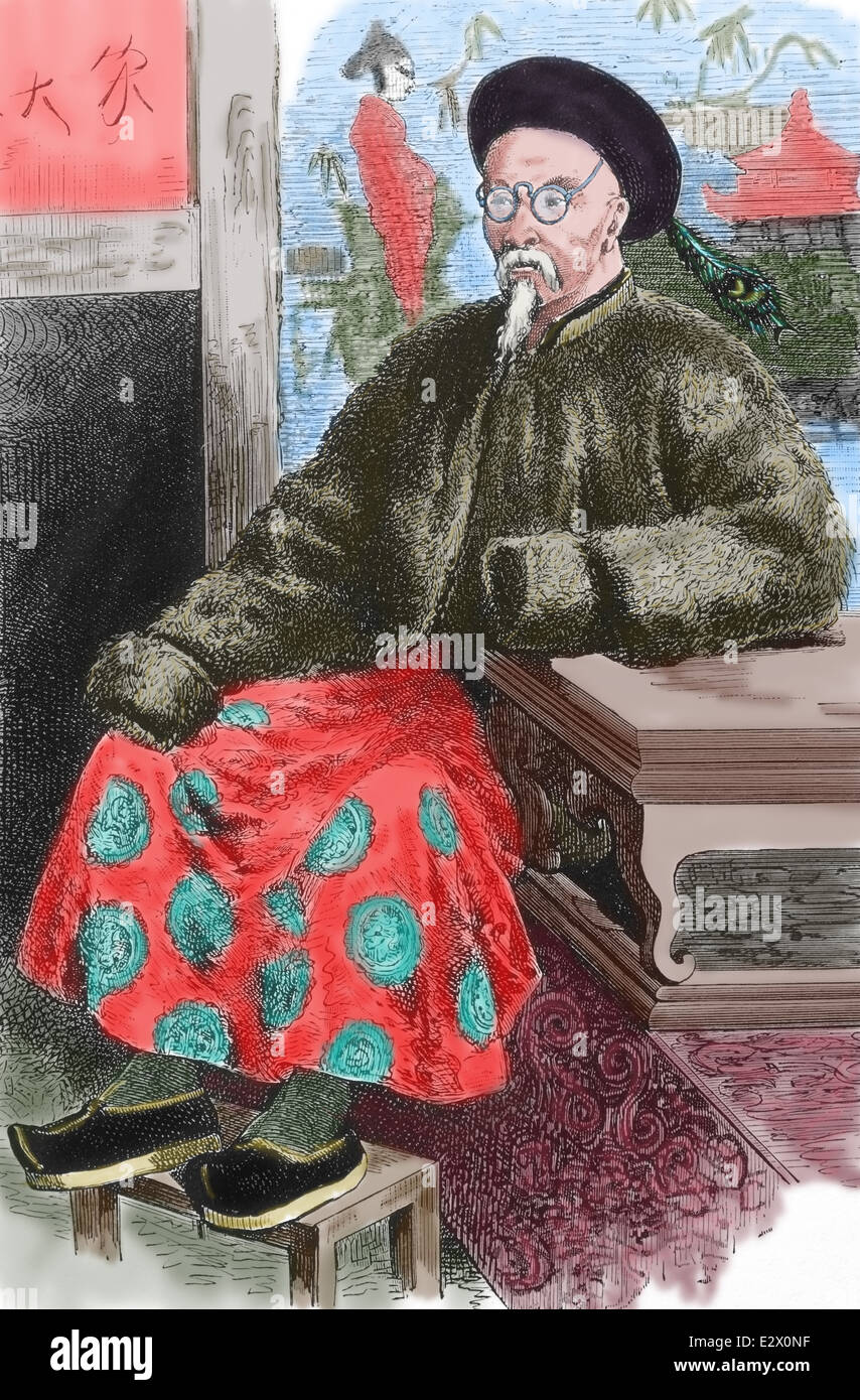 Asien. China. Mandarin, 1900. Gravur. Stockfoto