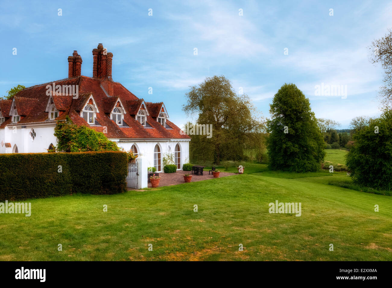 Houghton Lodge, Stockbridge, Hampshire, England, Vereinigtes Königreich Stockfoto