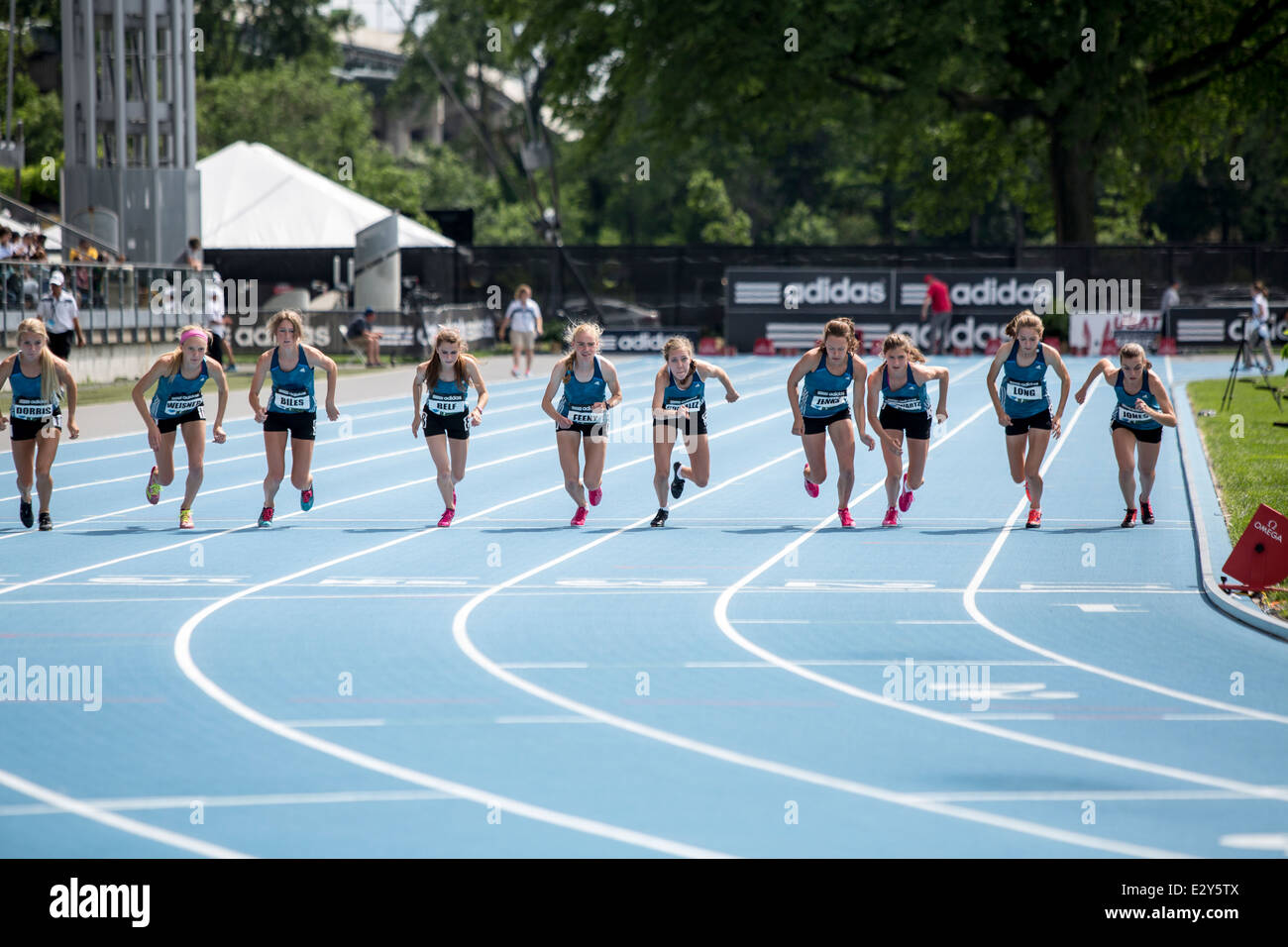 Adidas Mädchen Traum Meile beim 2014 Adidas Leichtathletik Grand Prix. Stockfoto