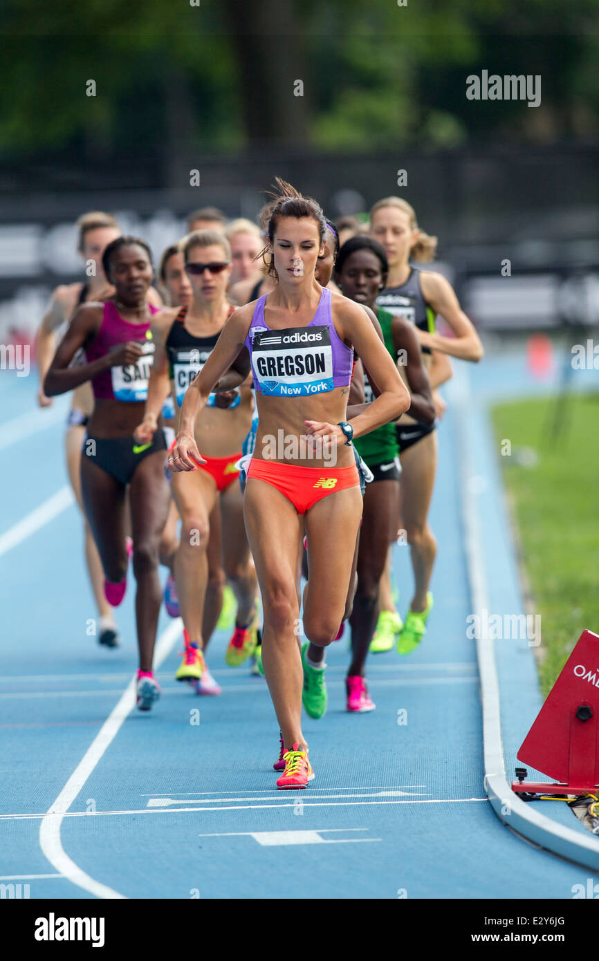 Heidi Gregson (AUS) im Wettbewerb mit den Frauen 3000 m bei den 2014, Adidas Track &amp; Field-Grand-Prix. Stockfoto