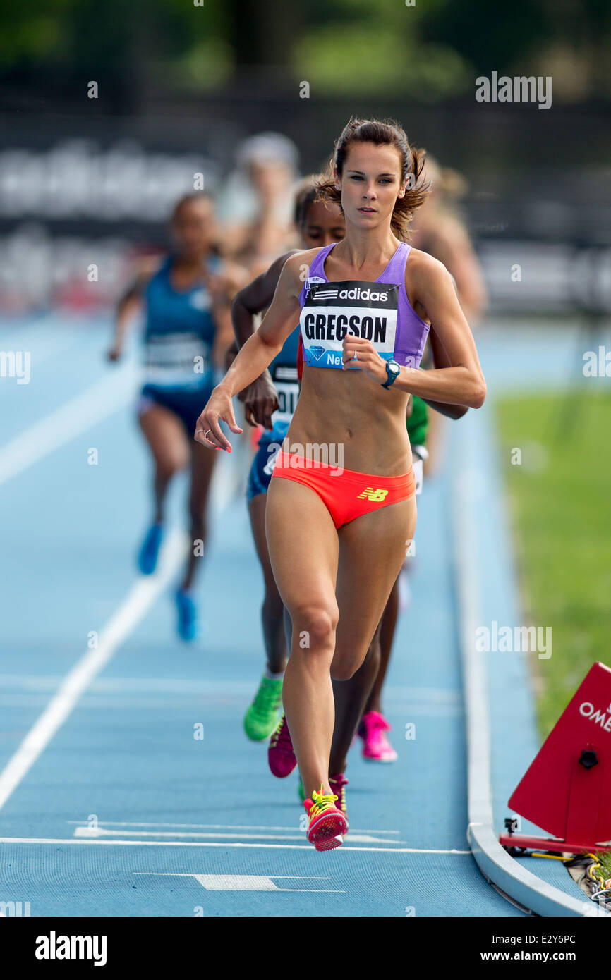 Heidi Gregson (AUS) im Wettbewerb mit den Frauen 3000 m bei den 2014, Adidas Track &amp; Field-Grand-Prix. Stockfoto
