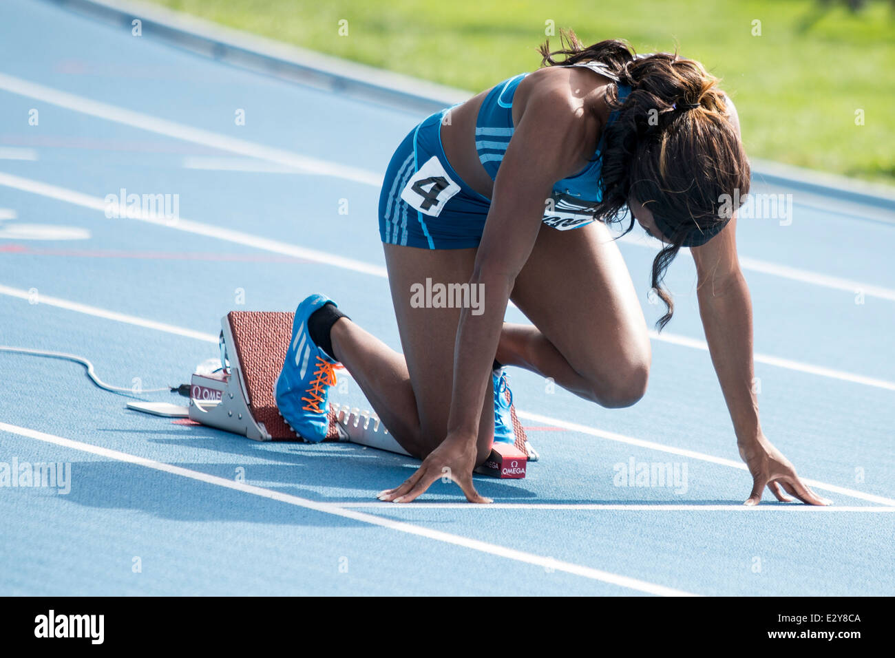 Francena Mccorody (USA) Gewinner des Womens' 400m bei den 2014 Adidas Leichtathletik Grand Prix. Stockfoto