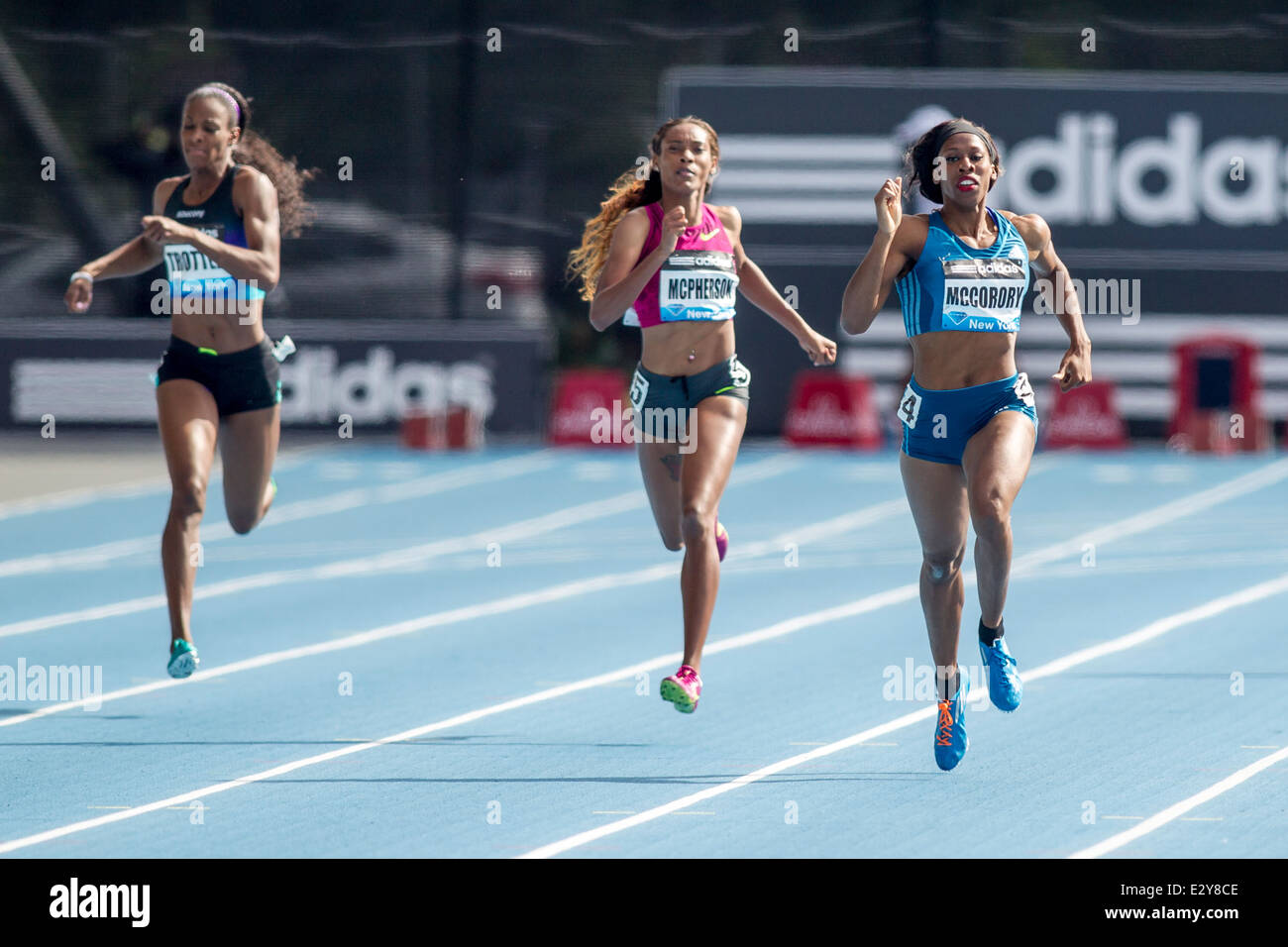 Francena Mccorody (USA) Gewinner des Womens' 400m bei den 2014 Adidas Leichtathletik Grand Prix. Stockfoto