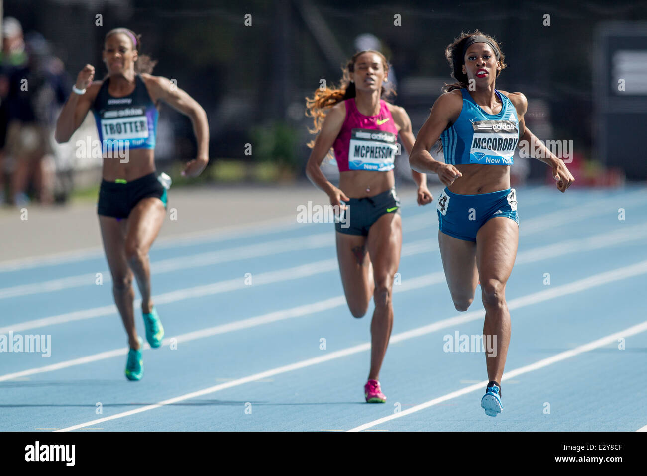 Francena Mccorody (USA) Gewinner des Womens' 400m bei den 2014 Adidas Leichtathletik Grand Prix. Stockfoto