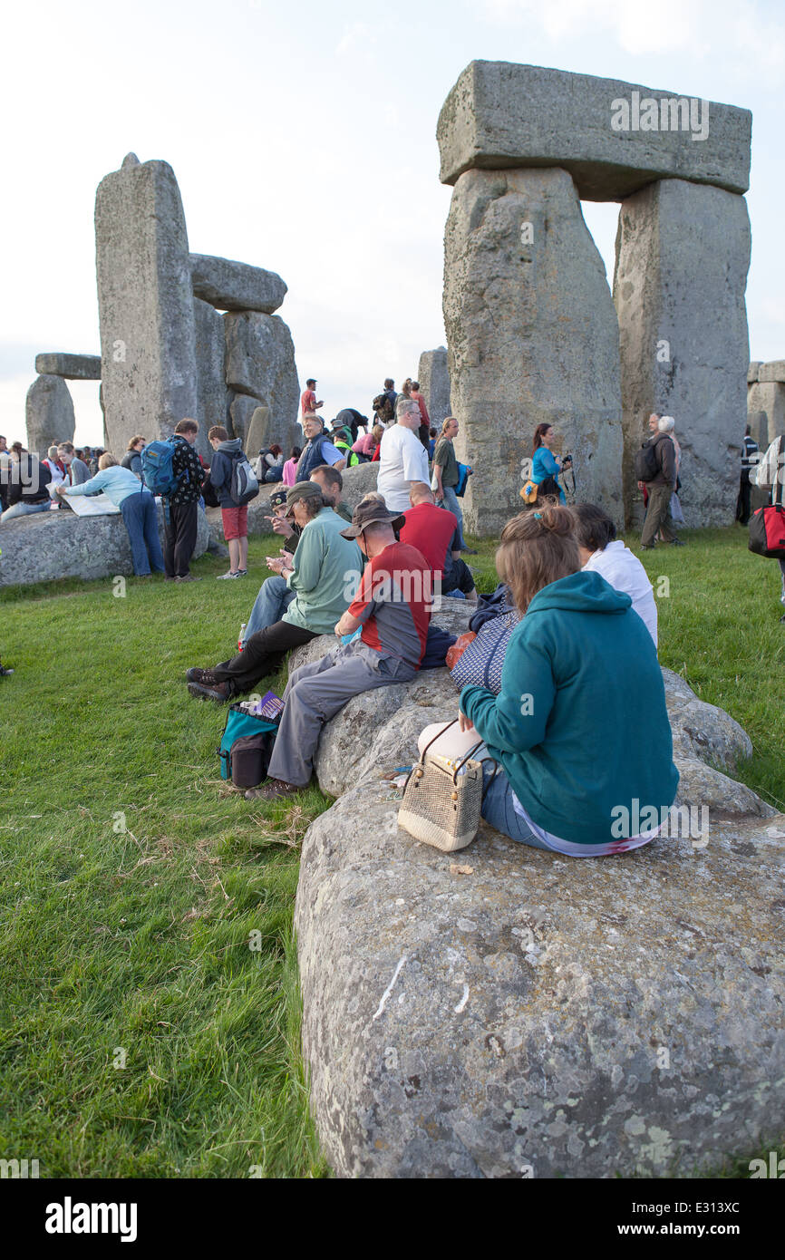 Sommer-Sonnenwende, in Stonehenge, Wiltshire, England. Stockfoto