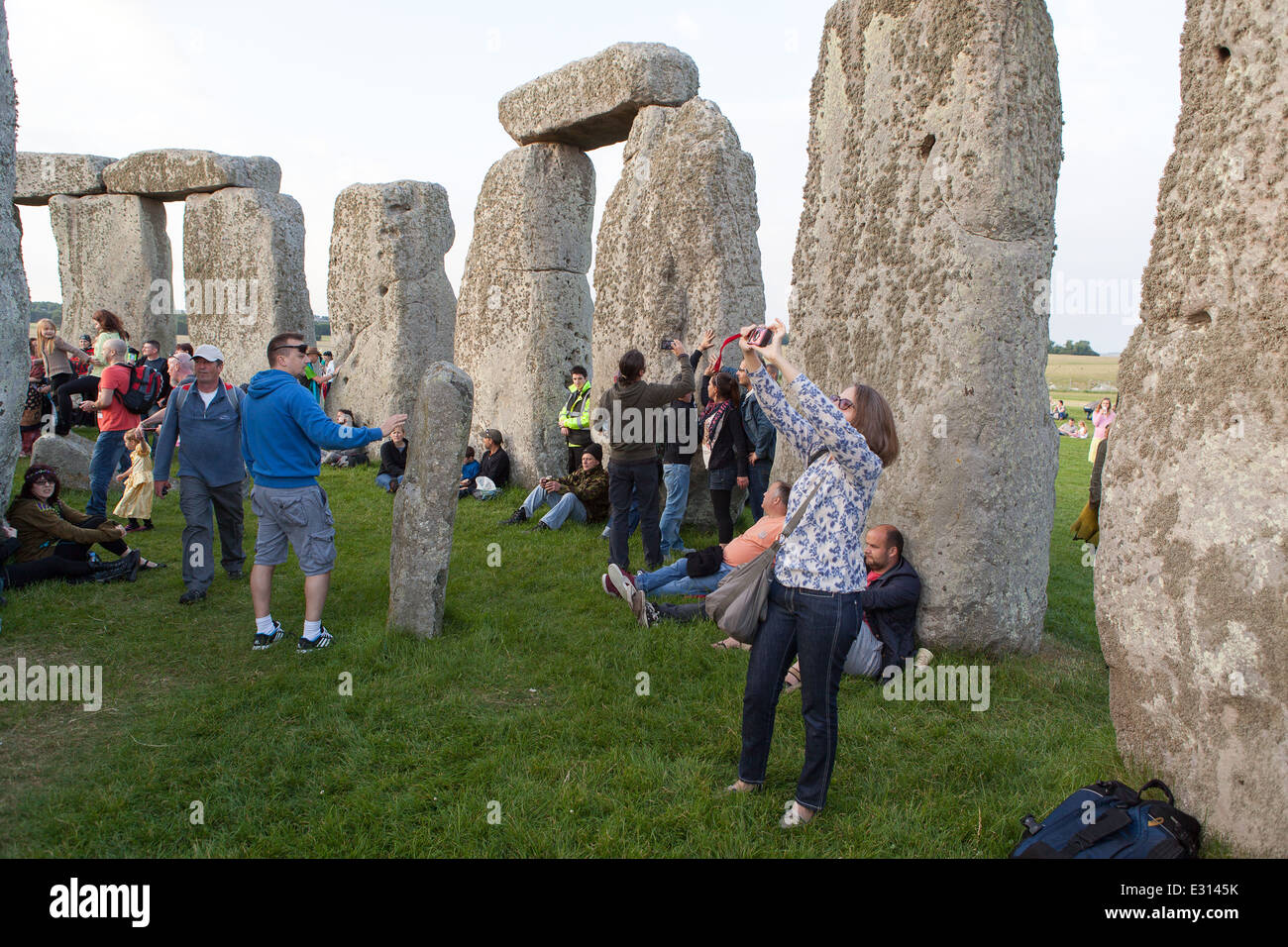 Sommer-Sonnenwende, in Stonehenge, Wiltshire, England. Stockfoto