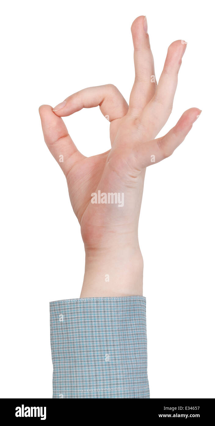 Okay-Zeichen - Hand Geste isolierten auf weißen Hintergrund Stockfoto