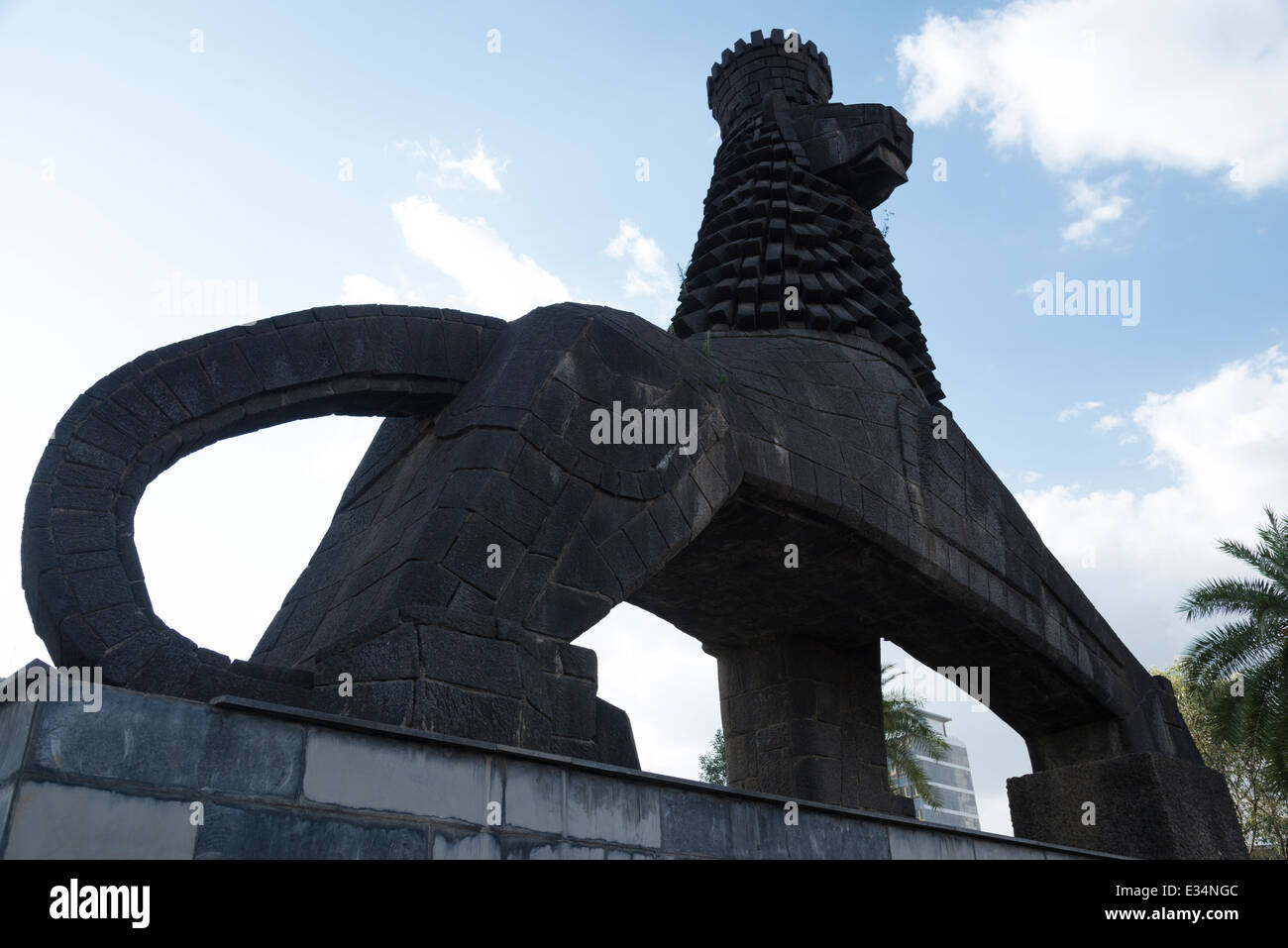 Moderne Statue von den Löwen von Juda. Addis Abeba. Äthiopien Stockfoto