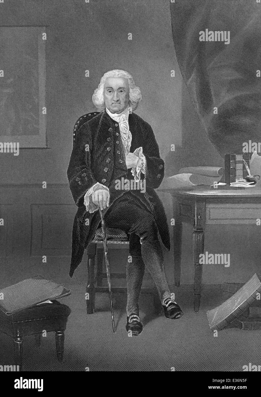 Porträt von Jonathan Trumbull sr. oder Trumble, 1710-1785, US-amerikanischer Politiker Stockfoto