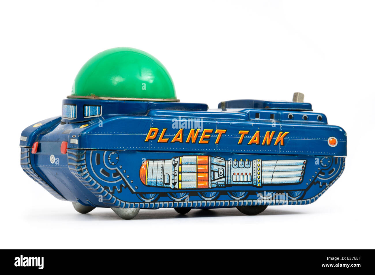Vintage (1966) japanische "Planeten-Tank" batteriebetriebene Weißblech Spielzeug von Modern Toys Stockfoto