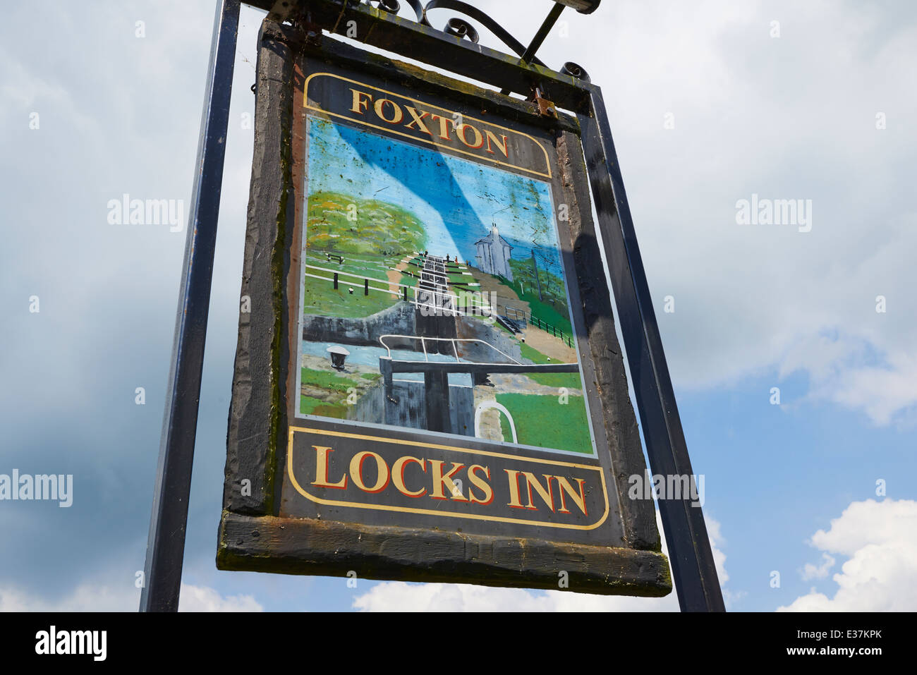 Foxton Schlösser Inn Zeichen Market Harborough Leicestershire UK Stockfoto