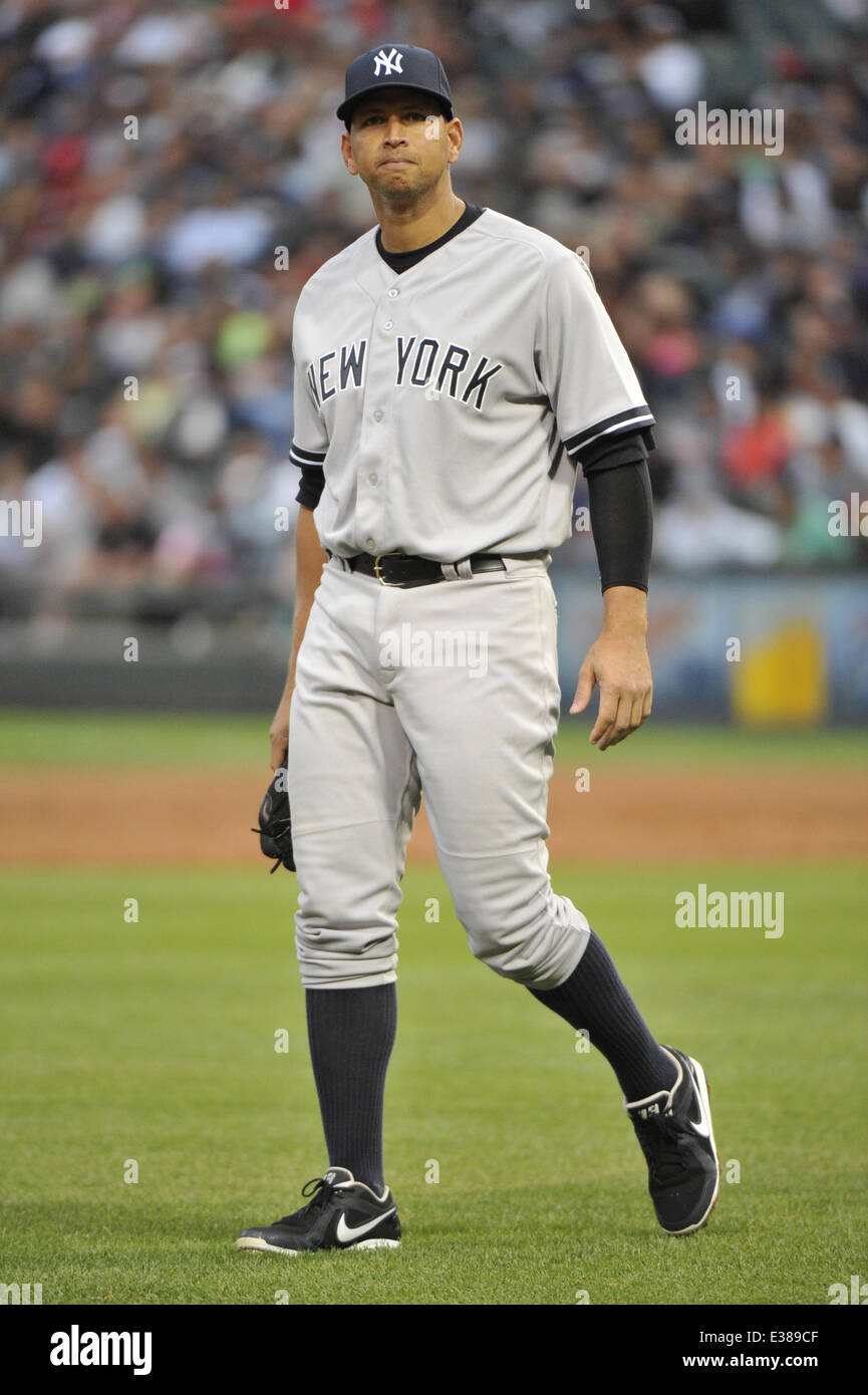 New York Yankees dritten Basisspieler Alex Rodriguez (13) in einem Spiel gegen die Chicago White Sox im U.S. Cellular Field Featuring Stockfoto