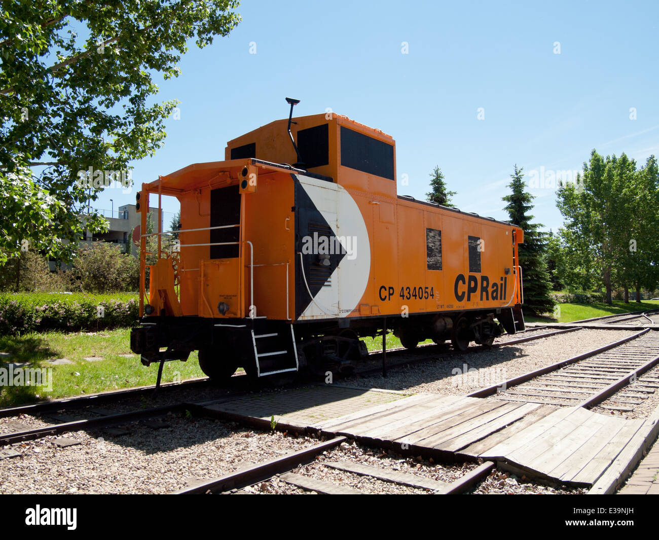 Einem Dienstwagen der Canadian Pacific Railway (CP Rail) im Ende des Stahl-Park in Edmonton, Alberta, Kanada. Stockfoto