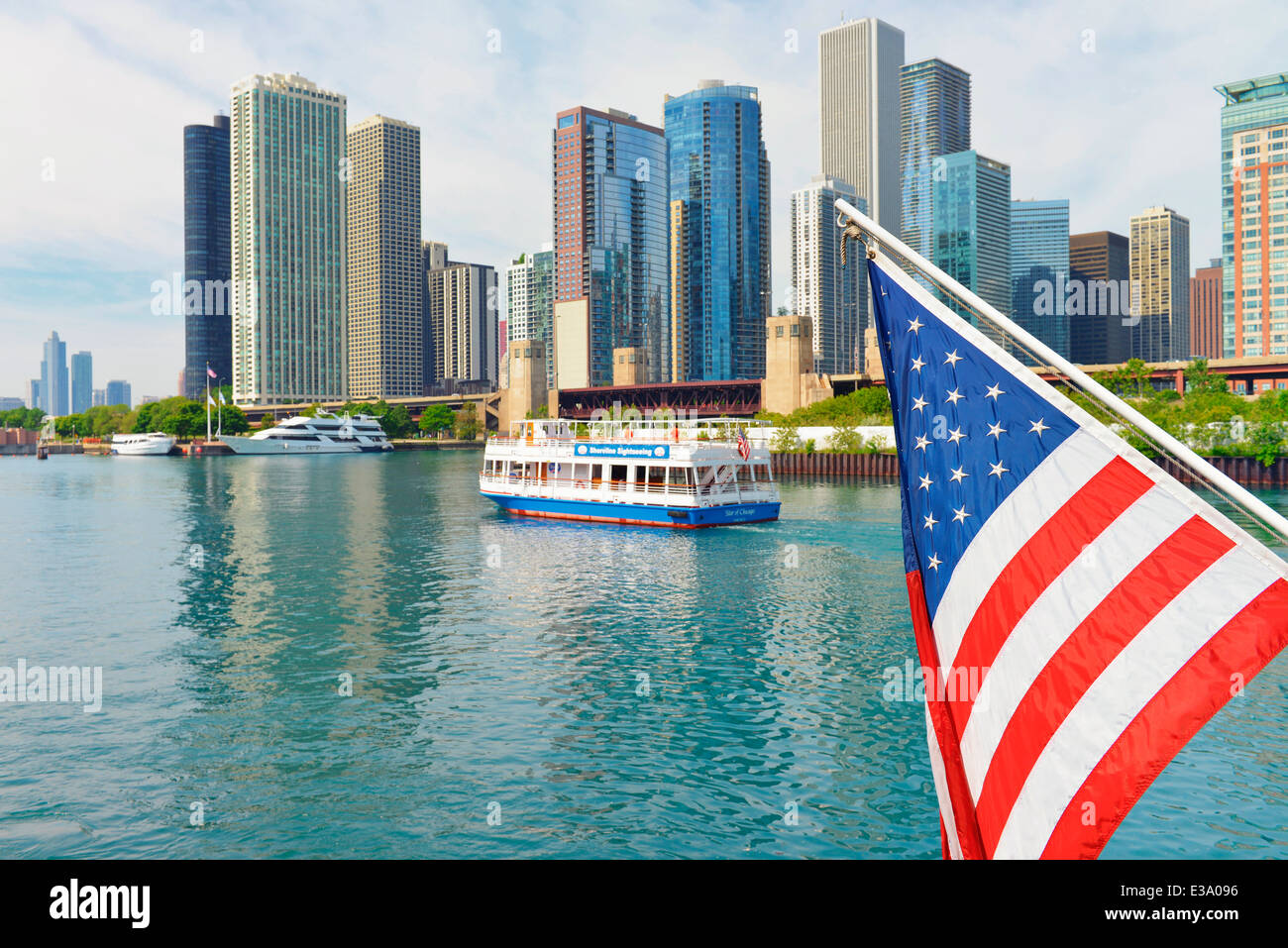 Chicago River, Stadtbild Skyline Stockfoto