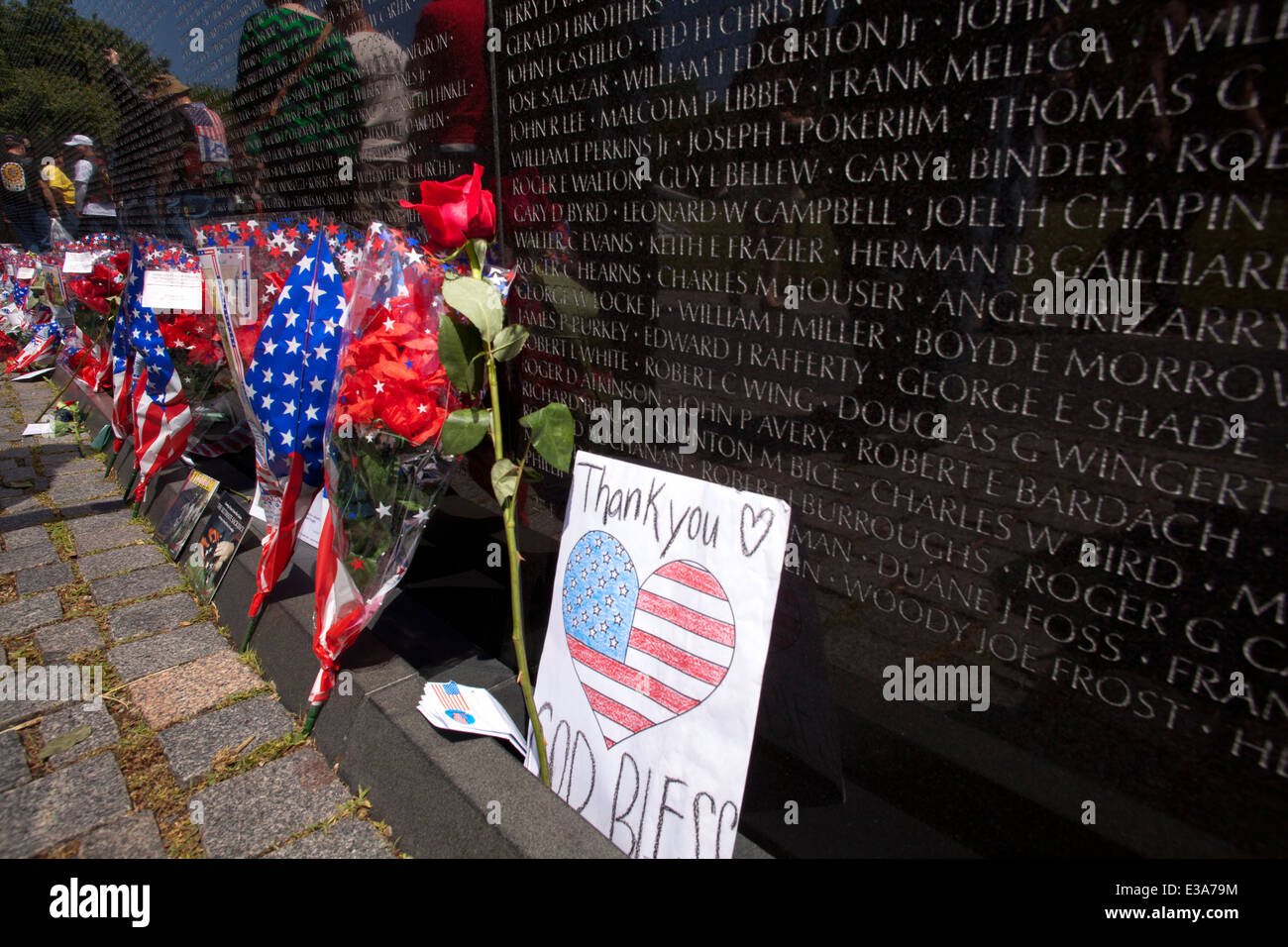 Dankeschön-Karte in das Vietnam Veterans Memorial - Washington, DC USA Stockfoto