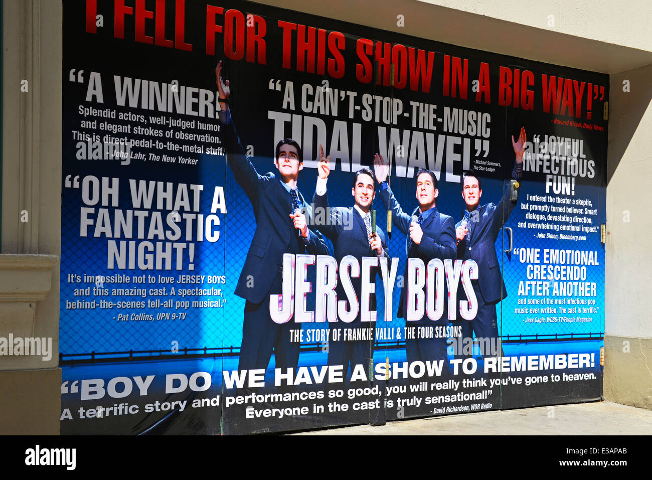 Jersey Boys melden Sie Poster Ad Werbung in New York Stockfoto