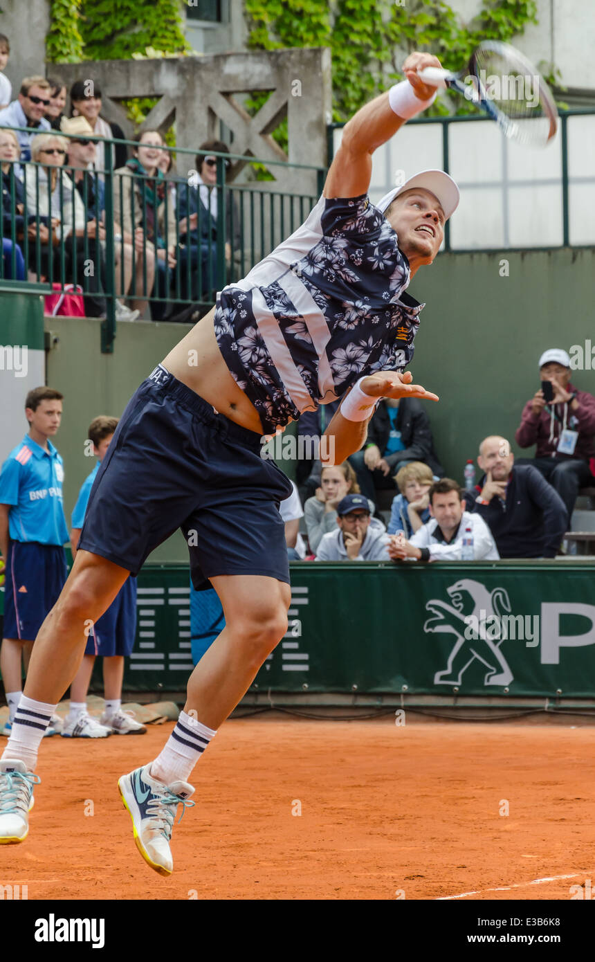 Paris, Frankreich - 30. Mai 2014: Tomas Berdych bei French Open, Roland Garros 2014 Stockfoto